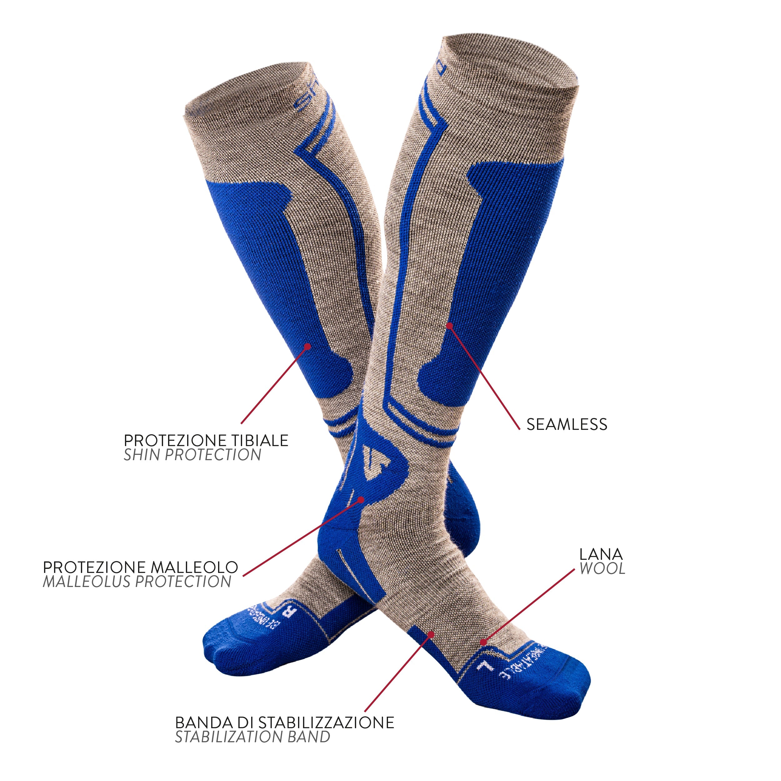 Calze tecniche sportive lana Under Shield® ALPINA BLU