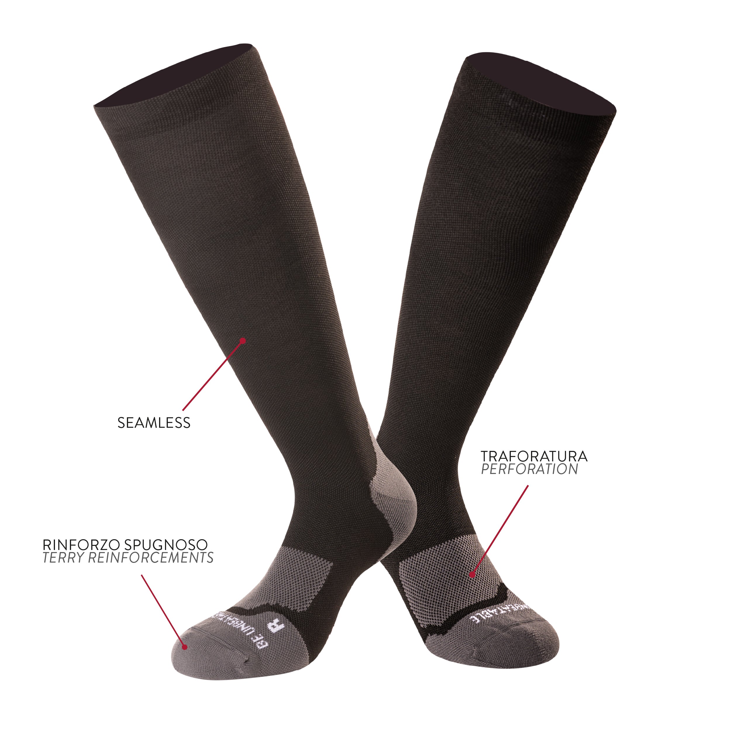 Under Shield® Peak Sportsocken Schwarz/Grau