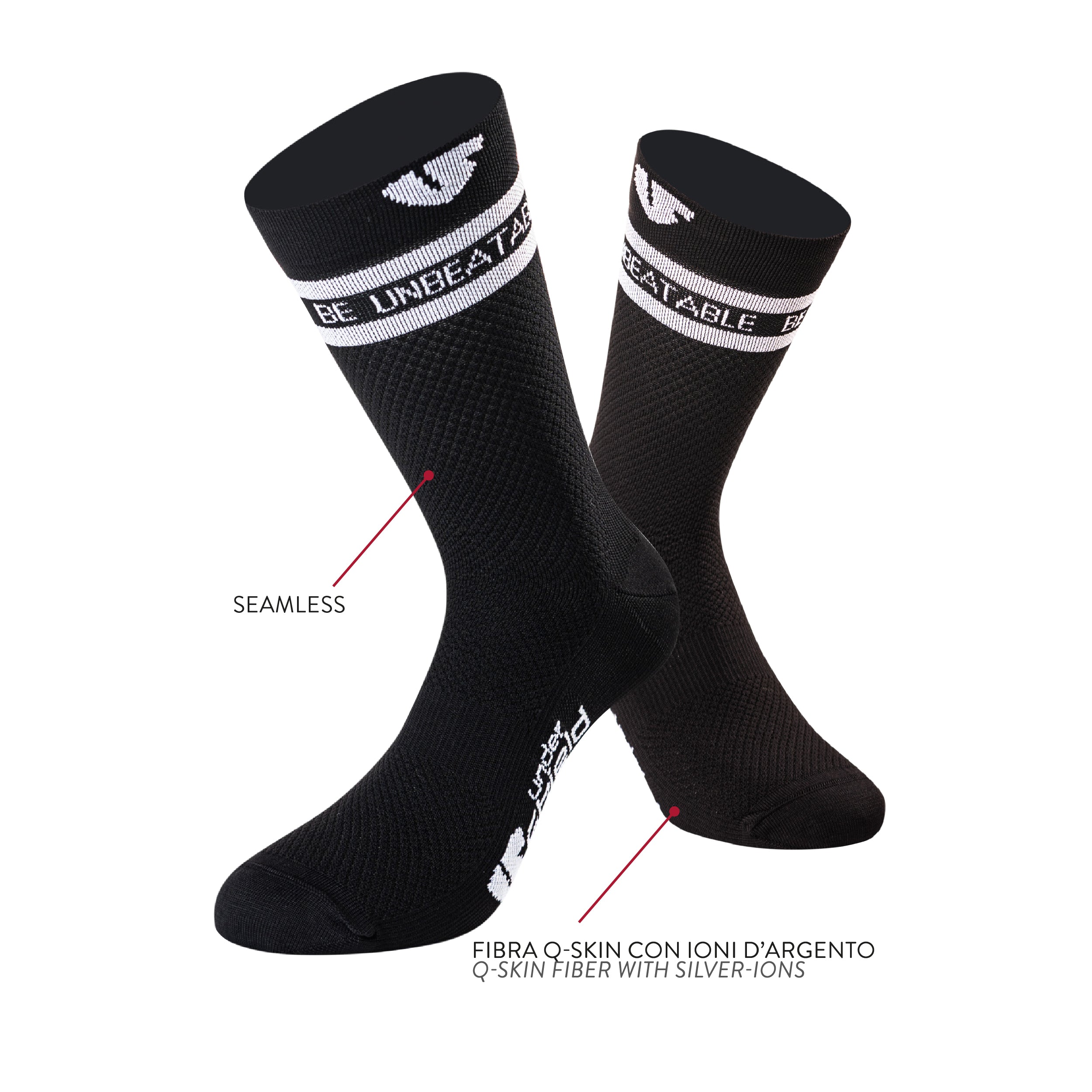 Under Shield® Q SKIN STRIPES Schwarze Sportsocken